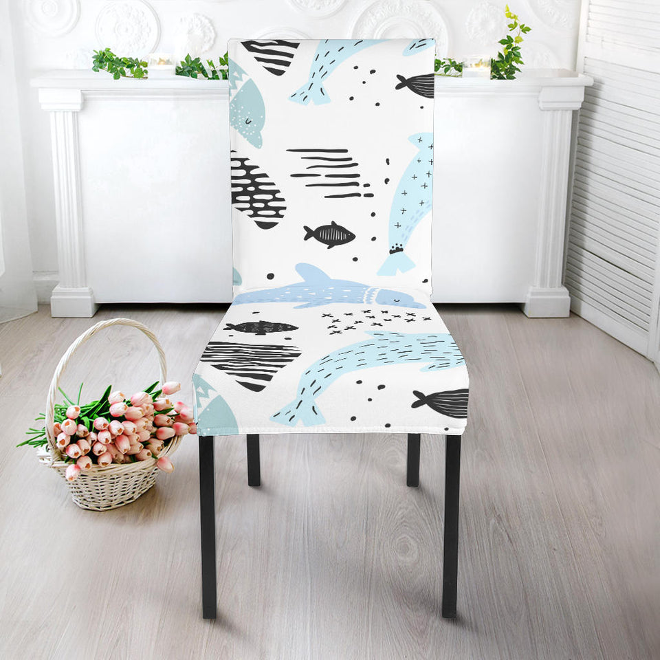 Cute Dolphins Childish Style Pattern Dining Chair Slipcover
