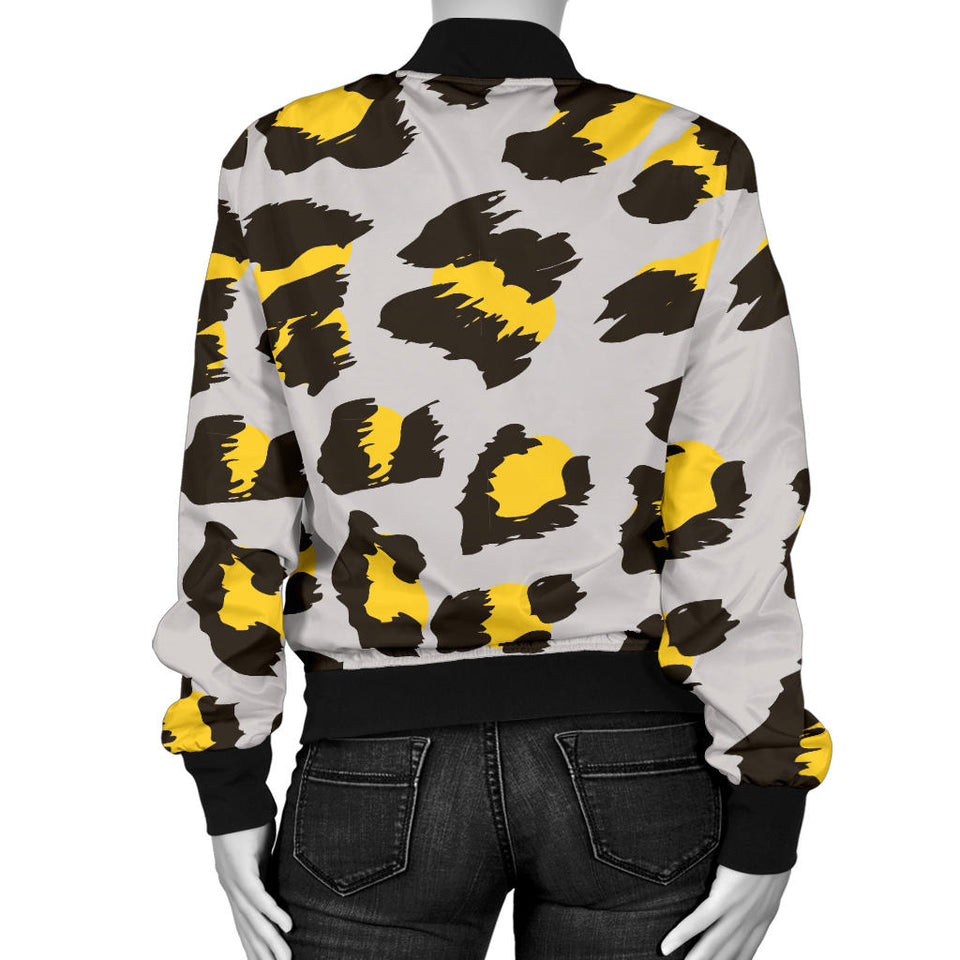 Gray Leopard Print Pattern Women'S Bomber Jacket
