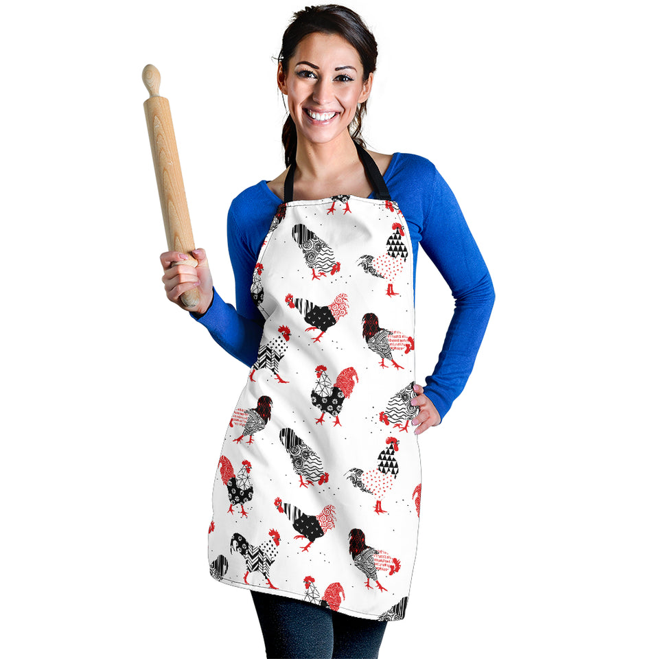 Cool Rooster Chicken Cock Floral Ornament Background Adjustable Apron