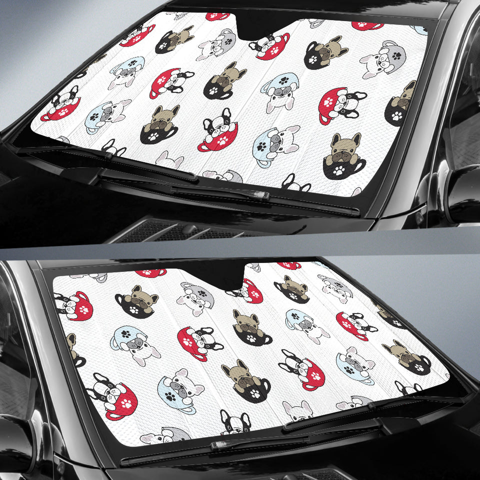 French Bulldog Cup Paw Pattern Car Sun Shade