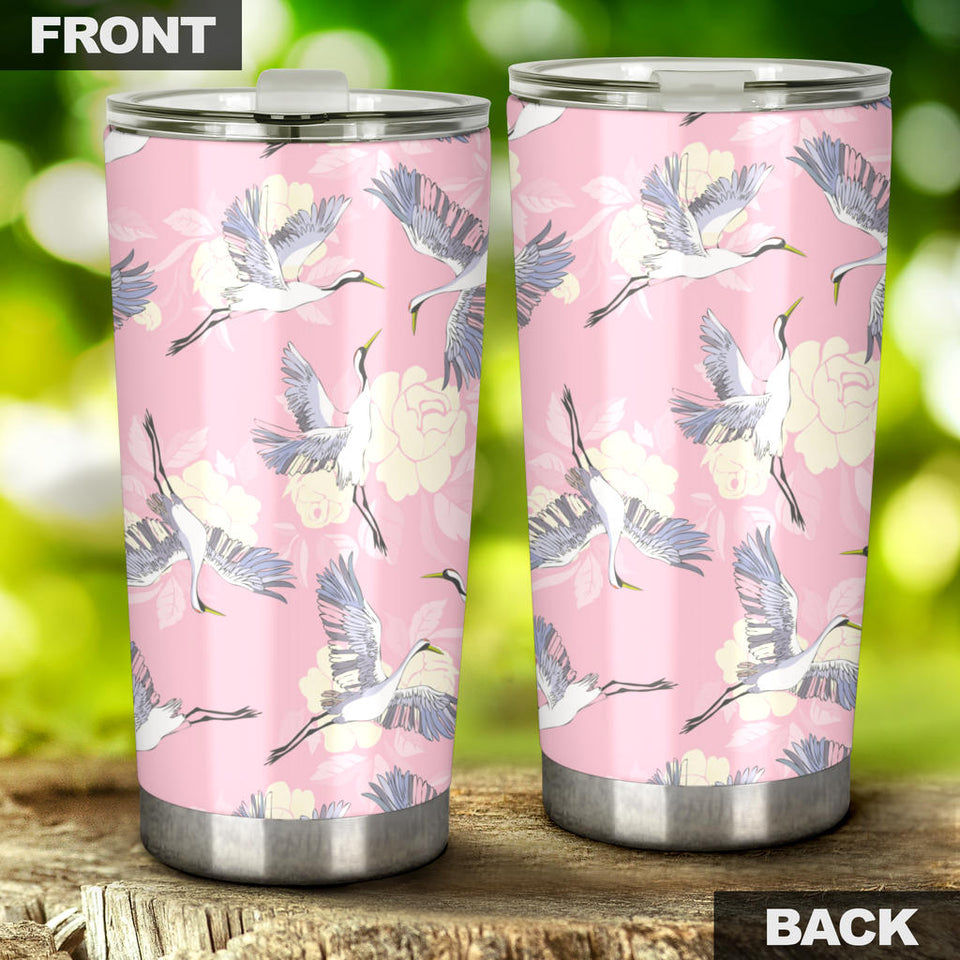 Japanese Crane Rose Pattern Tumbler