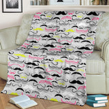 Mustache Beard Pattern Print Design 02 Premium Blanket