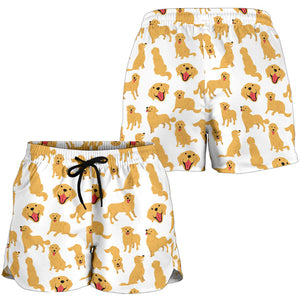 Golden Retriever Pattern Print Design 05 Women Shorts