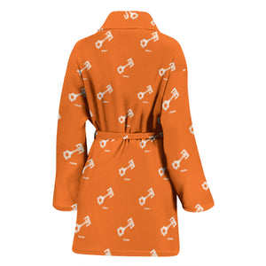 Engine Piston Orange Background Pattern Print Design 05 Women's Bathrobe