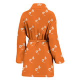 Engine Piston Orange Background Pattern Print Design 05 Women's Bathrobe