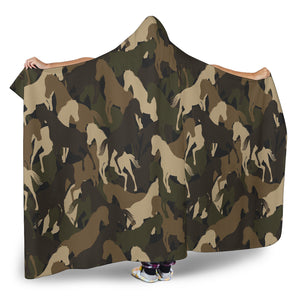 Horse Camo Camouflage Pattern Hooded Blanket