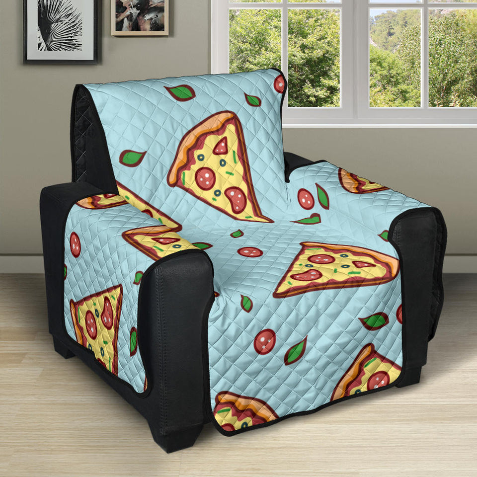 Hand drawn pizza blue background Recliner Cover Protector