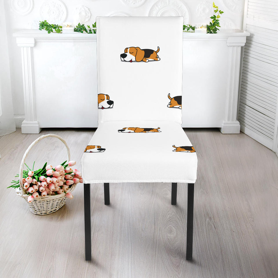 Cute Beagle Dog Sleeping Pattern Dining Chair Slipcover