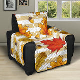 Maple leaf oak leaf acorns beige striped background Recliner Cover Protector