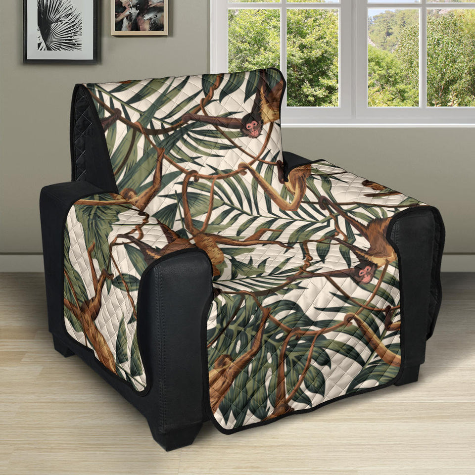 Monkey tropical leaves background Recliner Cover Protector