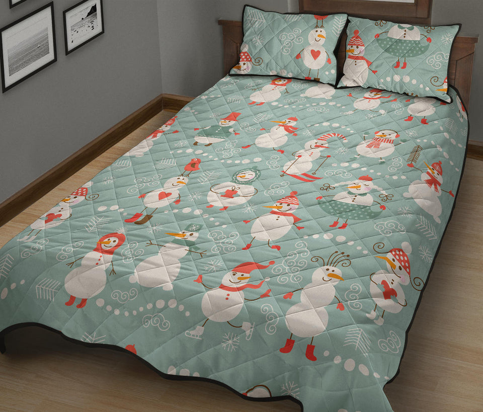 Cute snowman pattern Quilt Bed Set