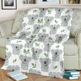 Hand Drawn Koala Leaves Pattern Premium Blanket