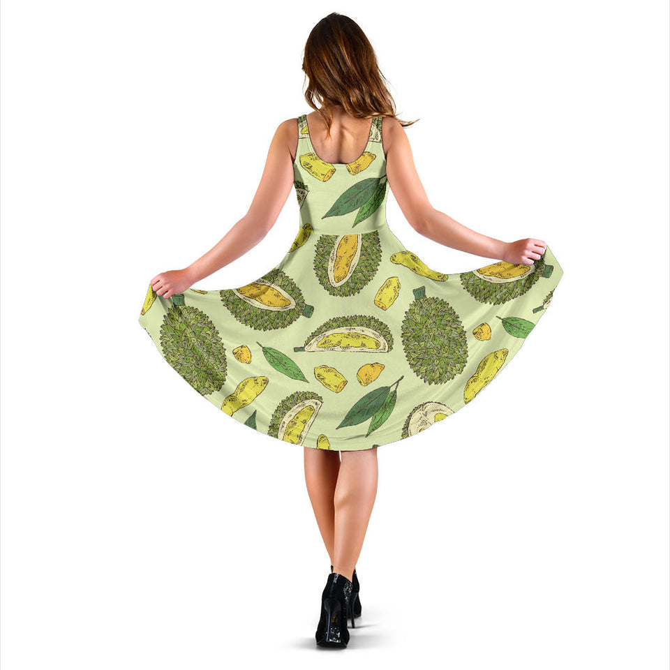 Durian Leaves Pattern Background Sleeveless Midi Dress