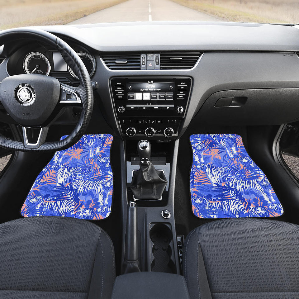 White Bengal Tigers Pattern Front And Back Car Mats