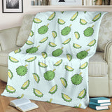 Durian Pattern Blue Background Premium Blanket