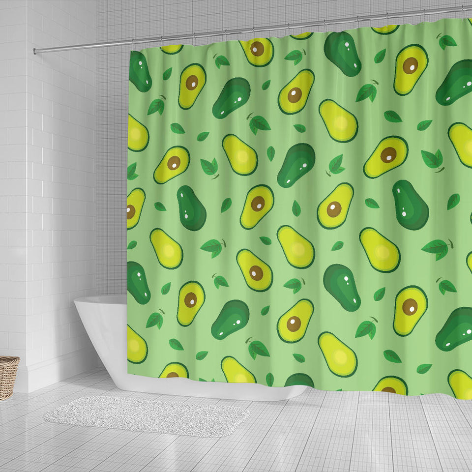 Avocado Pattern Green Background Shower Curtain Fulfilled In US