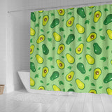 Avocado Pattern Green Background Shower Curtain Fulfilled In US