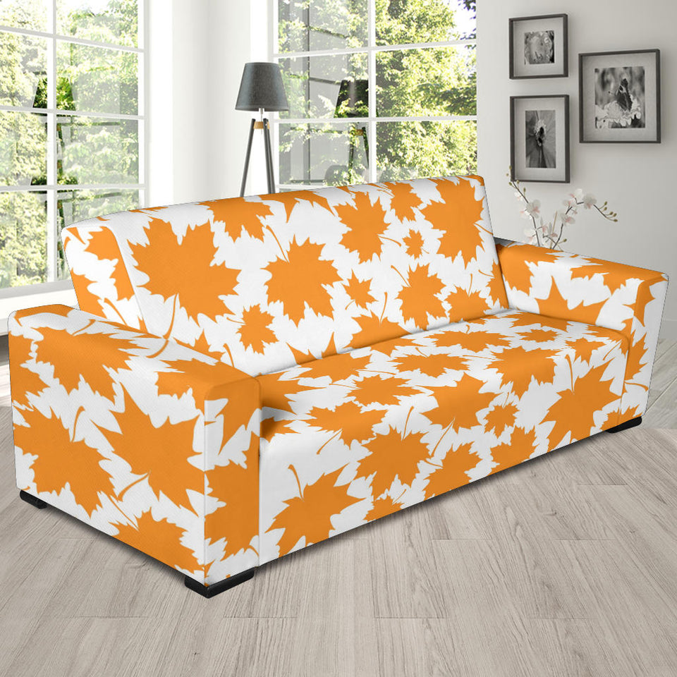 Orange Maple Leaf Pattern Sofa Slipcover