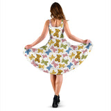 Teddy Bear Pattern Print Design 01 Sleeveless Midi Dress
