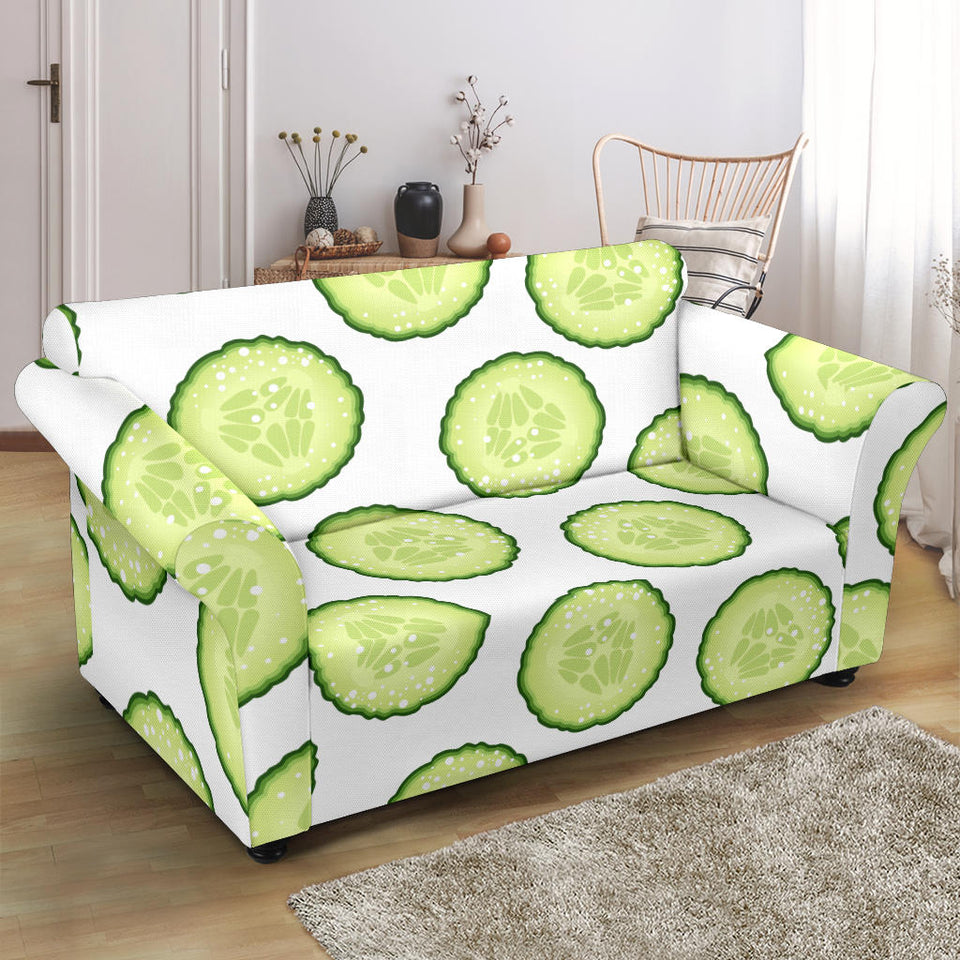 Cucumber Slices Pattern Loveseat Couch Slipcover