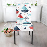 Cute Color Paper Sailboat Pattern Dining Chair Slipcover