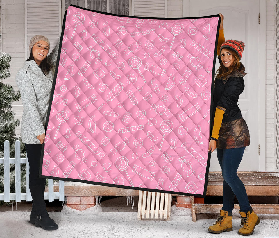 Sweet Candy Pink Background Premium Quilt