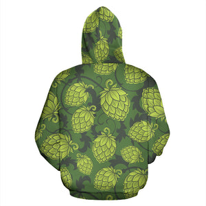 Hop Pattern Hop Cone Background Zip Up Hoodie