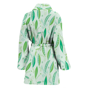 Green Peas Pattern Print Design 01 Women's Bathrobe