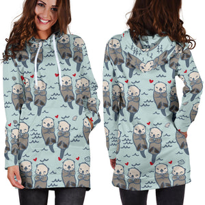 Lovely Sea Otter Pattern Women'S Hoodie Dress
