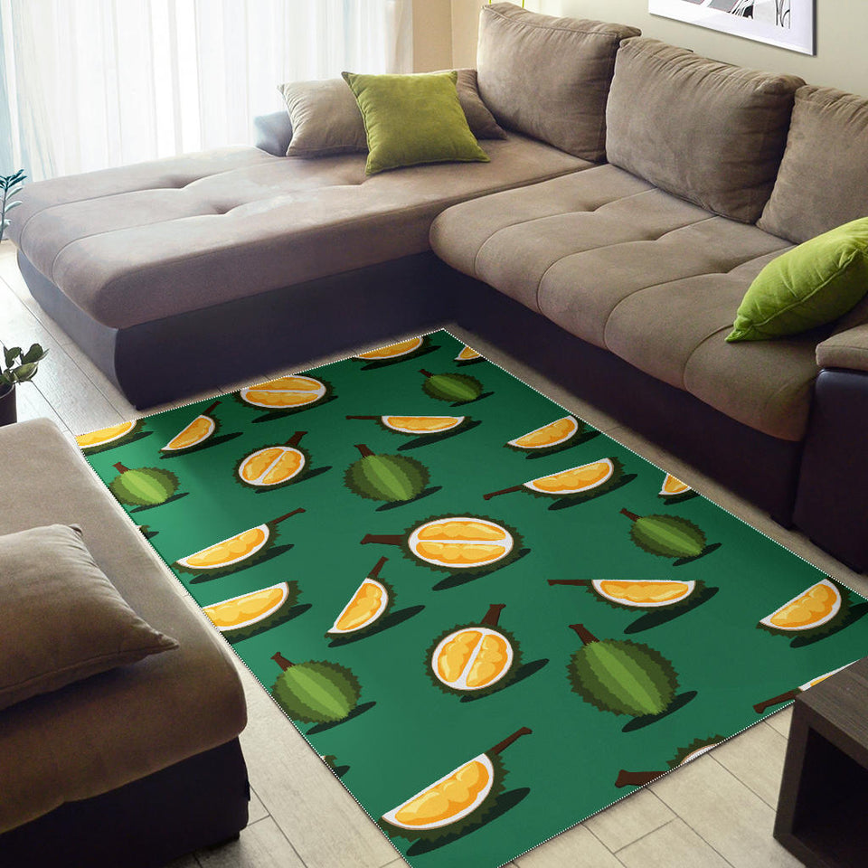 Durian Pattern Green Background Area Rug