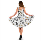 Anchors Rudders Pattern Sleeveless Midi Dress