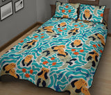 Cute sea otters fishe sea urchin pattern Quilt Bed Set