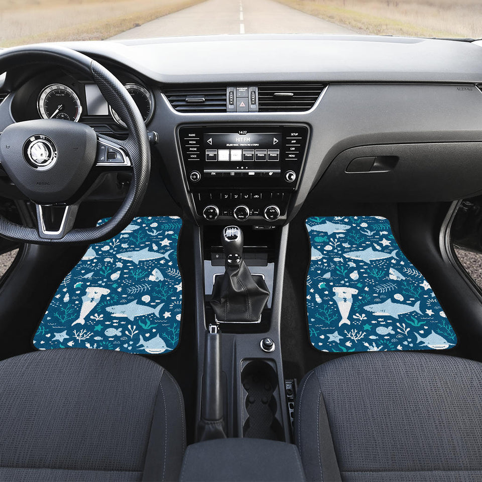 Cute Shark Pattern Front And Back Car Mats
