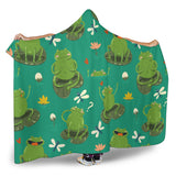 Cute Frog Dragonfly Design Pattern Hooded Blanket