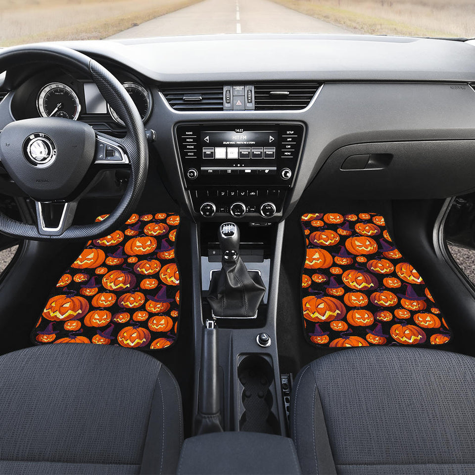 Halloween Pumpkin Pattern Front And Back Car Mats