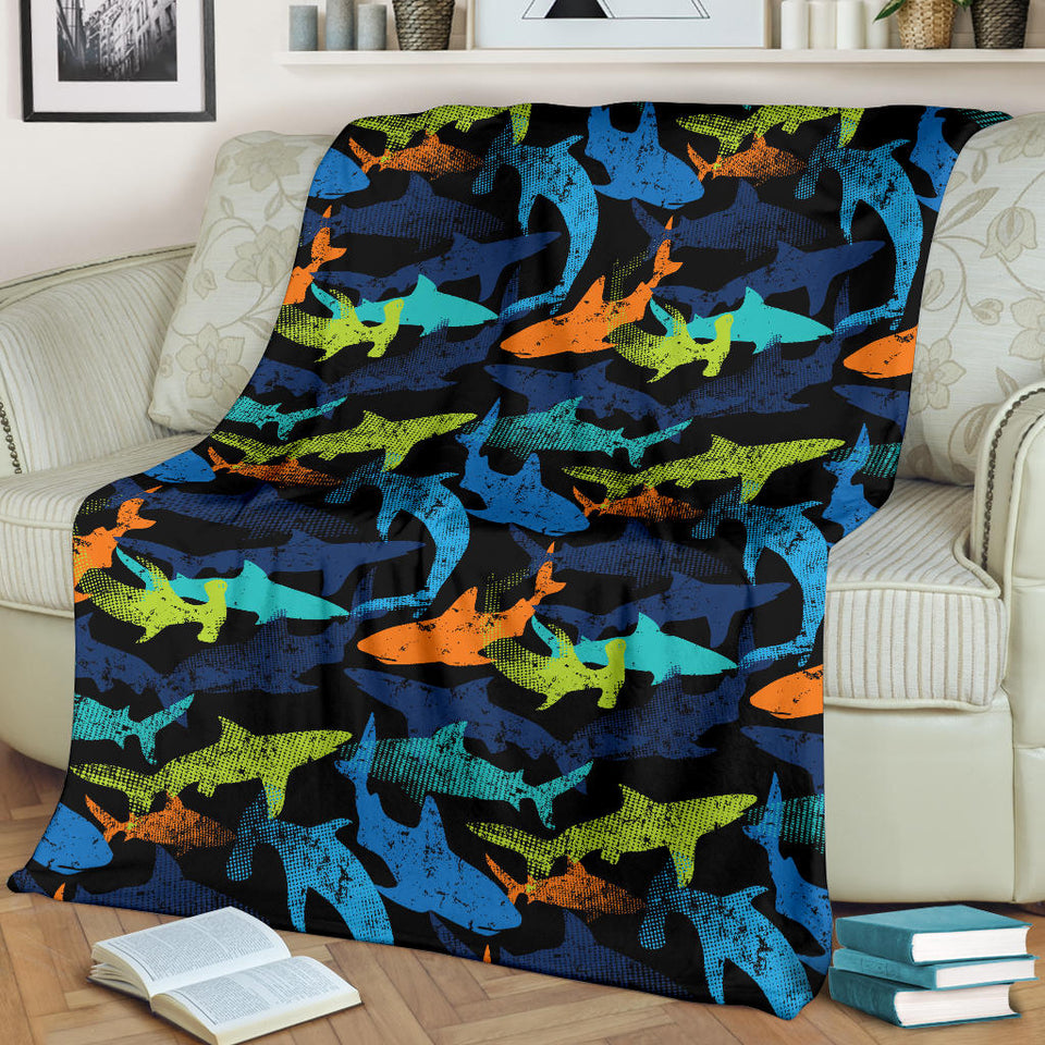 Colorful Shark Premium Blanket