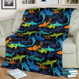 Colorful Shark Premium Blanket
