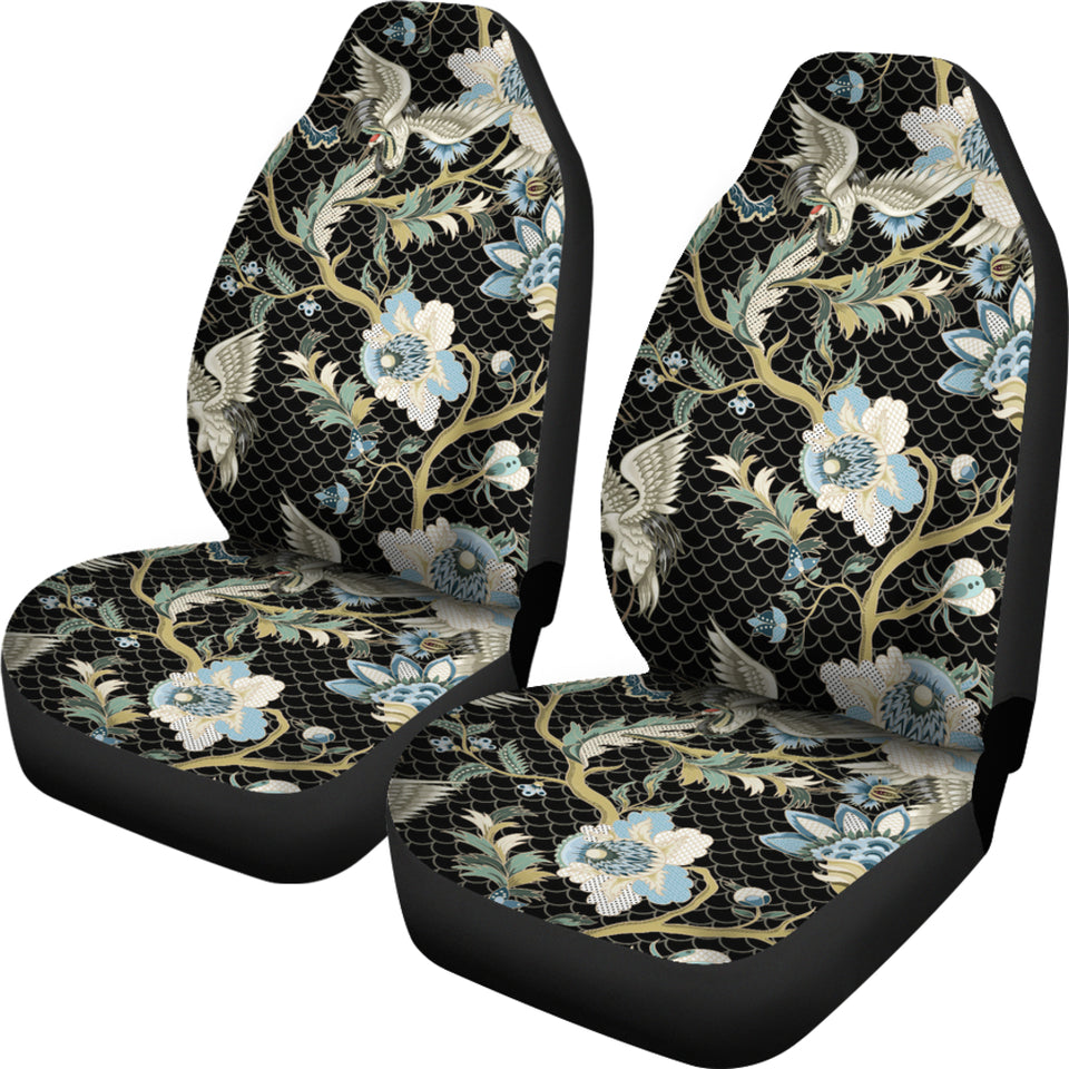 Japanese Crane Ornament Elements Universal Fit Car Seat Covers