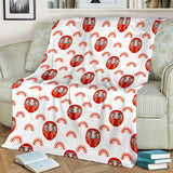 Daruma Japanese Wooden Doll Design Pattern Premium Blanket
