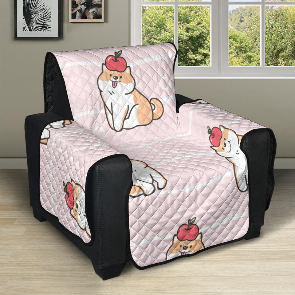 Cute Shiba Inu Dog Apple pattern Recliner Cover Protector