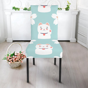 Maneki Neko Lucky Cat Sakura Dining Chair Slipcover