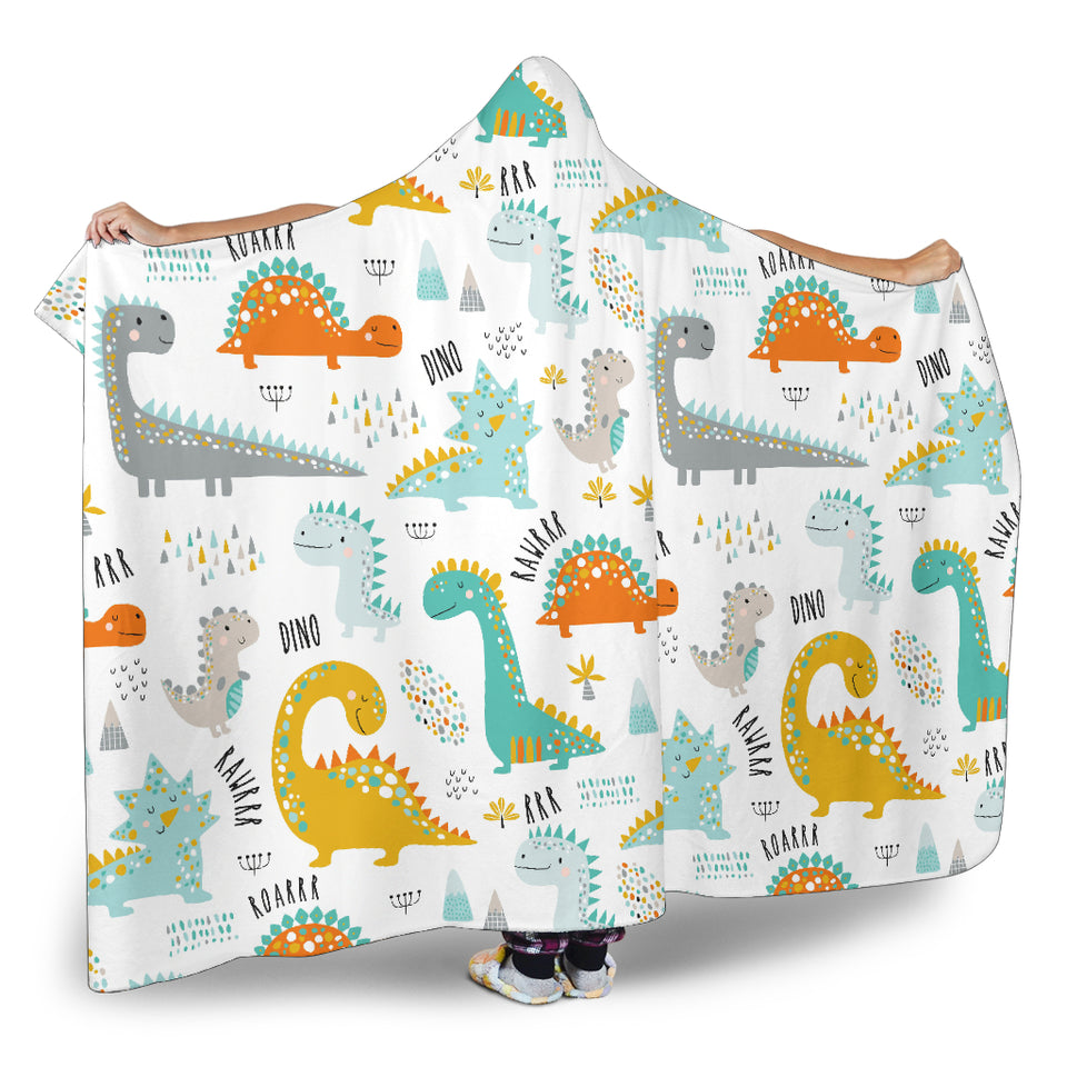 Cute Funny Kids Dinosaurs Pattern Hooded Blanket