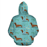 Dachshund Decorative Background Zip Up Hoodie