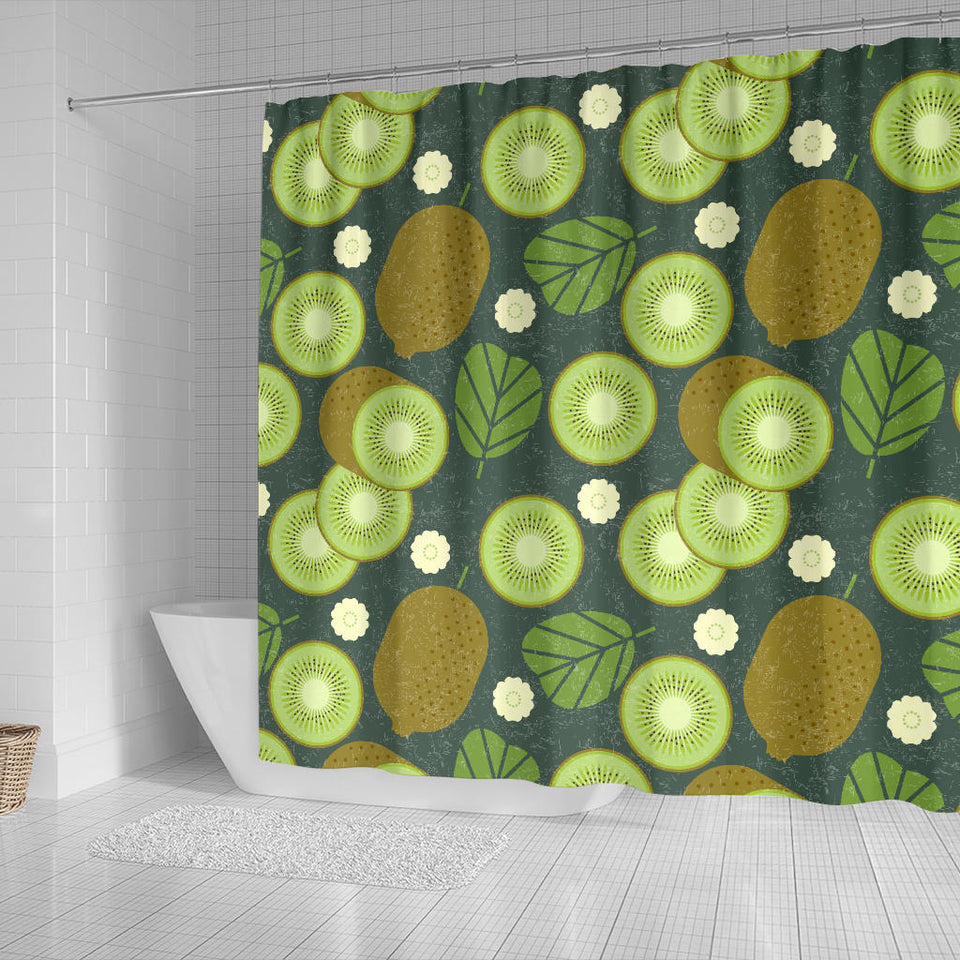 Whole Sliced Kiwi Leave And Flower Shower Curtain Fulfilled In US