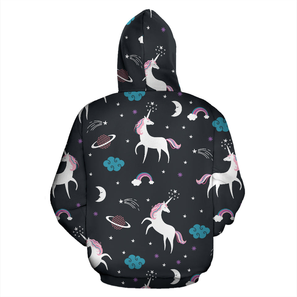 Unicorn Rainbows Moon Clound Star Pattern Zip Up Hoodie