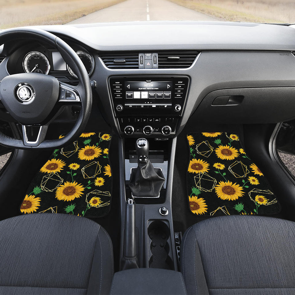 Sunflower Golden Polygonal Shapes Front And Back Car Mats