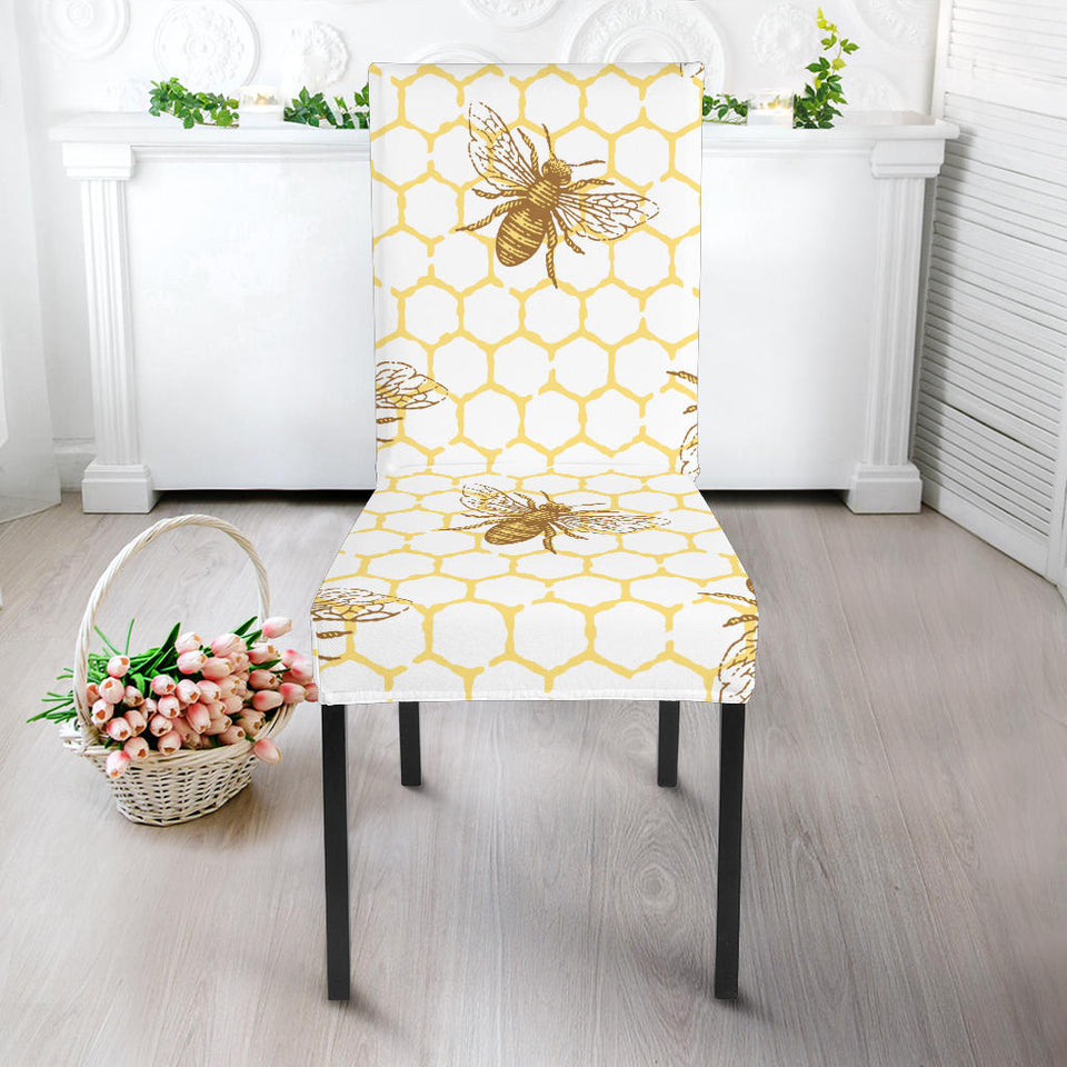 Bee Honeycomb Seamless Design Pattern Dining Chair Slipcover
