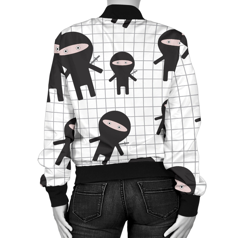 Ninja Pattern Plaid Background Women'S Bomber Jacket