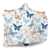 Blue Butterfly Pattern Hooded Blanket