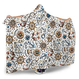 Cute Nautical Steering Wheel Anchor Pattern Hooded Blanket